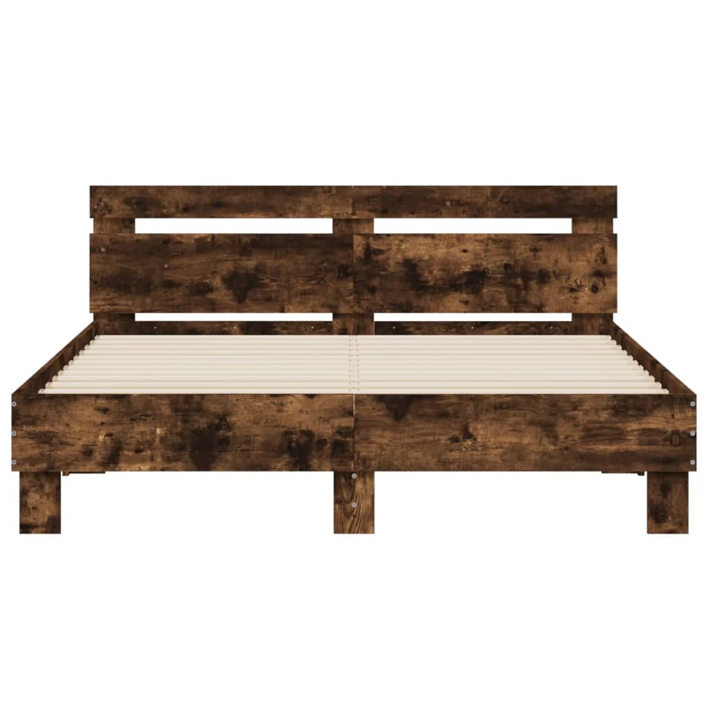 Bed Frame without Mattress Smoked Oak 140x200 cm