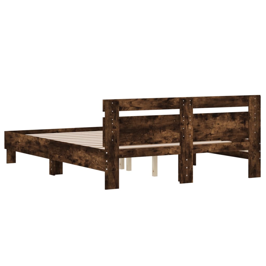 Bed Frame without Mattress Smoked Oak 140x200 cm