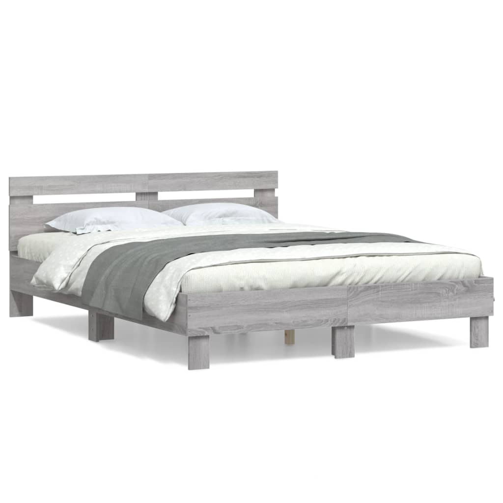 Bed Frame without Mattress Grey Sonoma 140x200 cm
