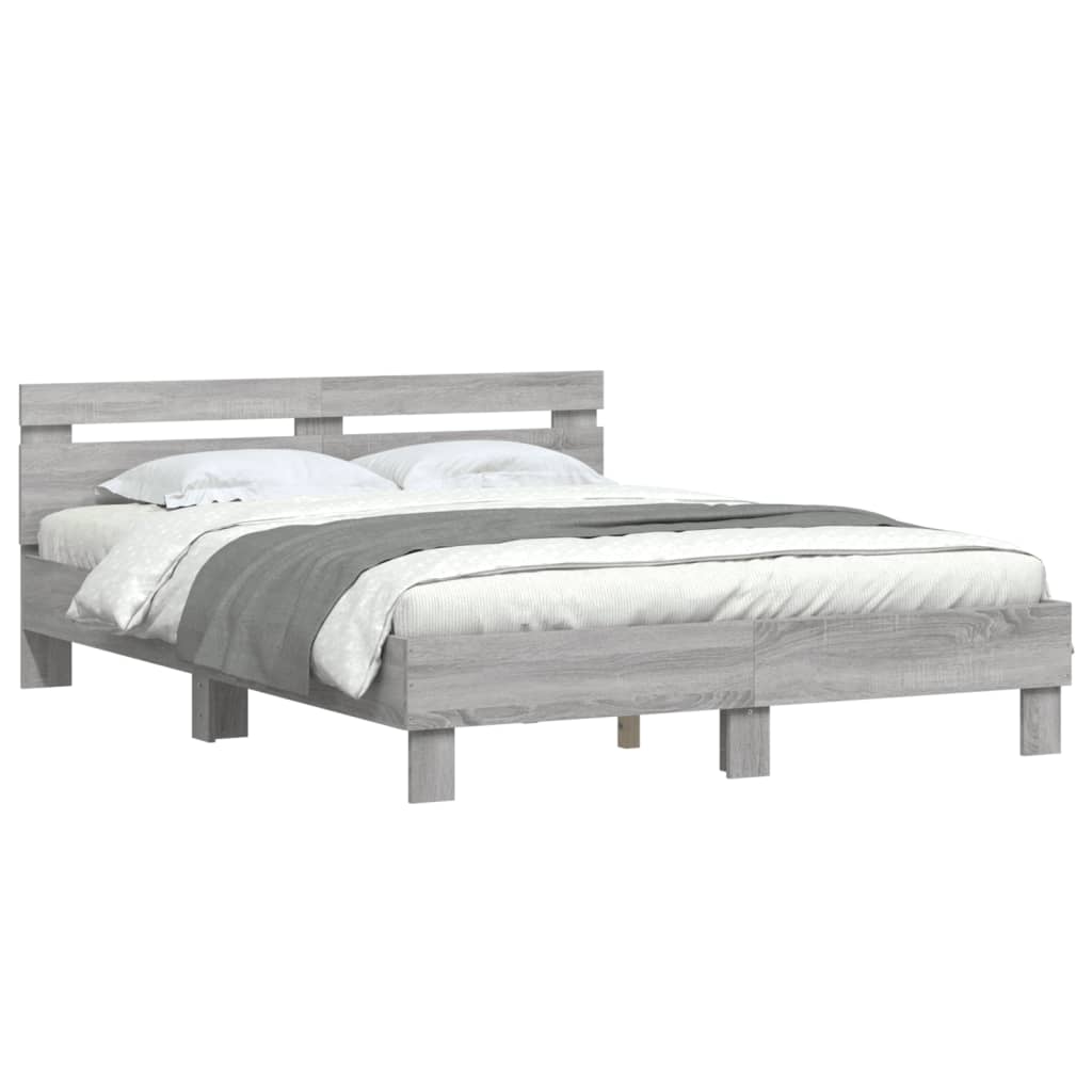 Bed Frame without Mattress Grey Sonoma 140x200 cm