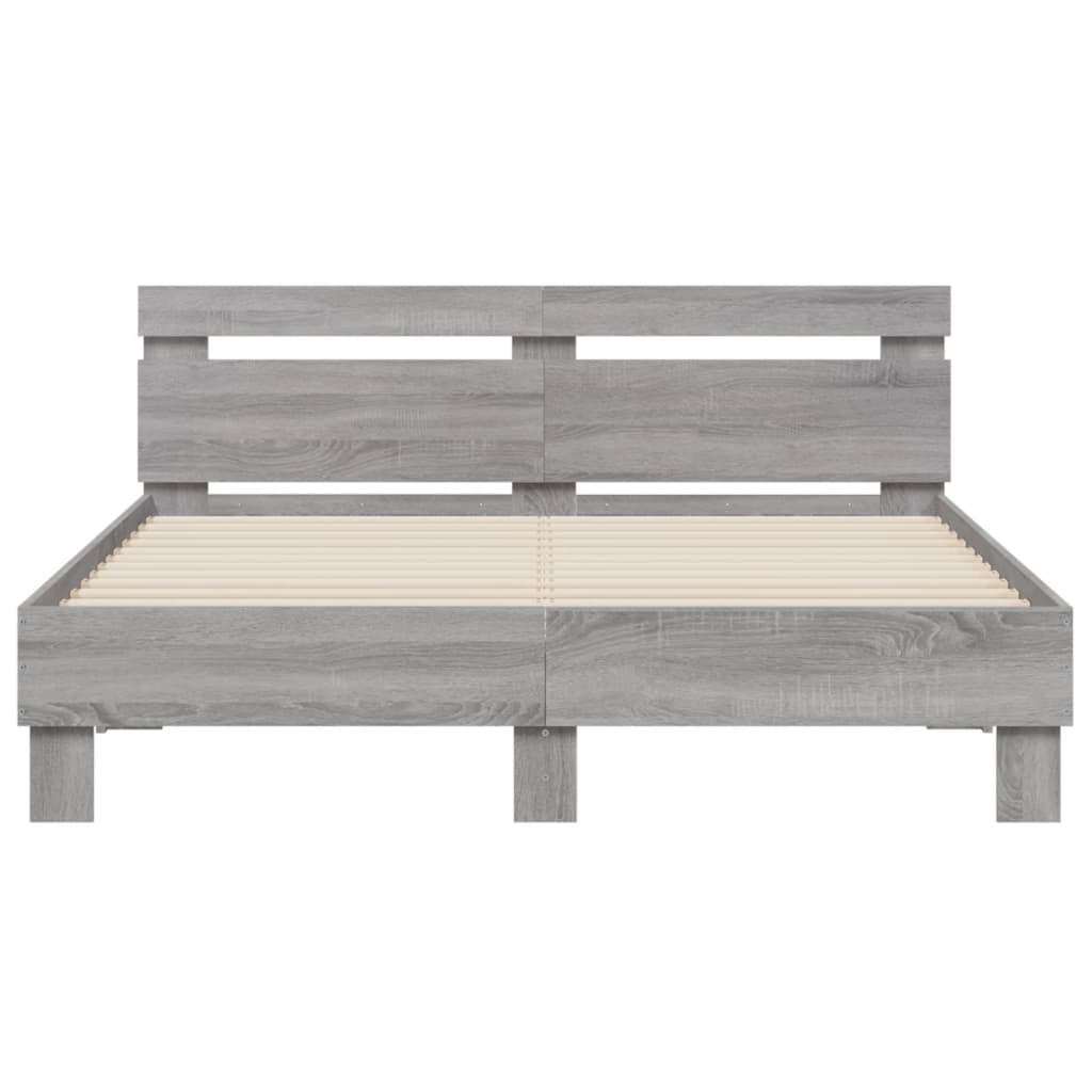 Bed Frame without Mattress Grey Sonoma 140x200 cm