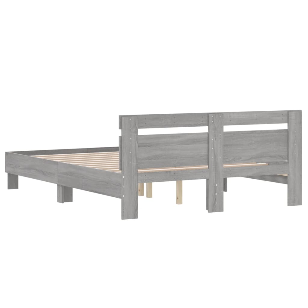 Bed Frame without Mattress Grey Sonoma 140x200 cm