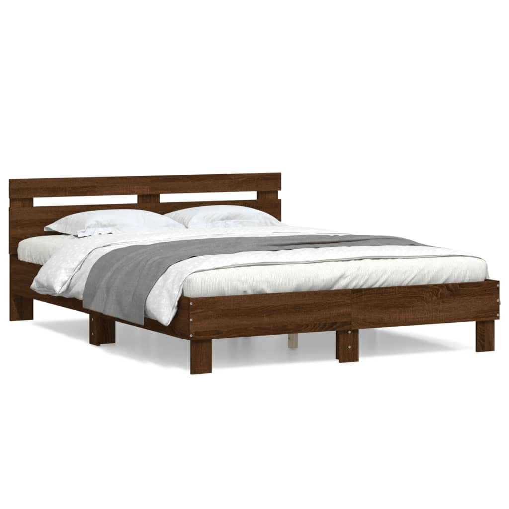Bed Frame without Mattress Brown Oak 140x200 cm