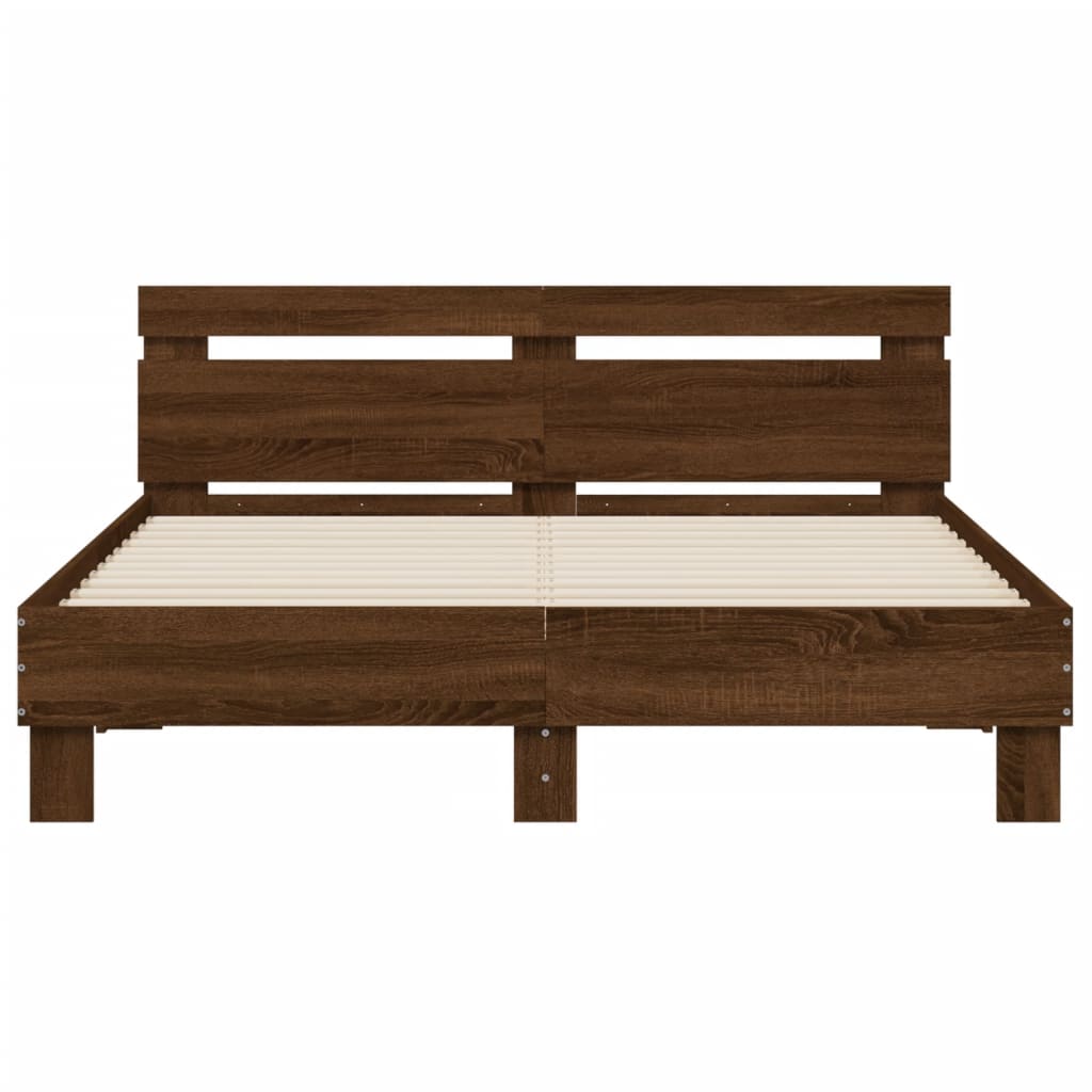 Bed Frame without Mattress Brown Oak 140x200 cm