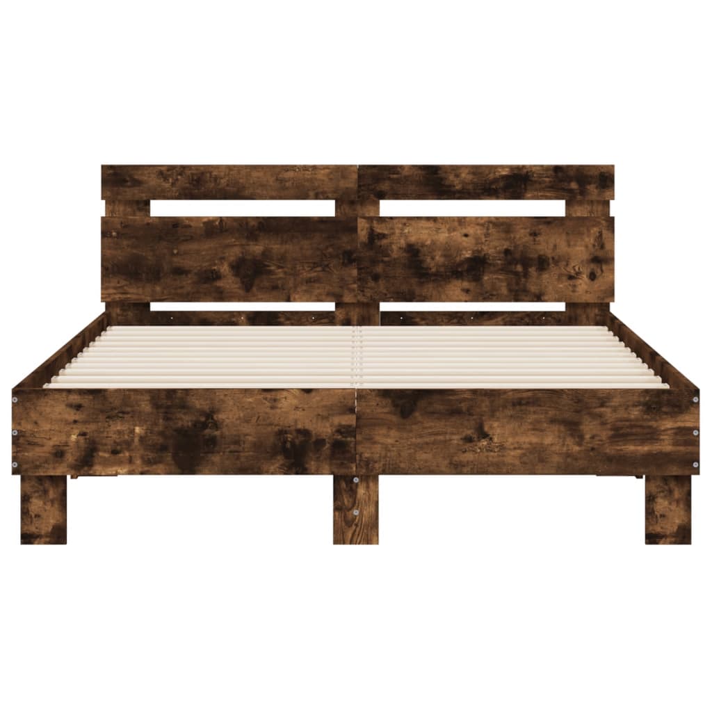 Bed Frame without Mattress Smoked Oak 120x200 cm