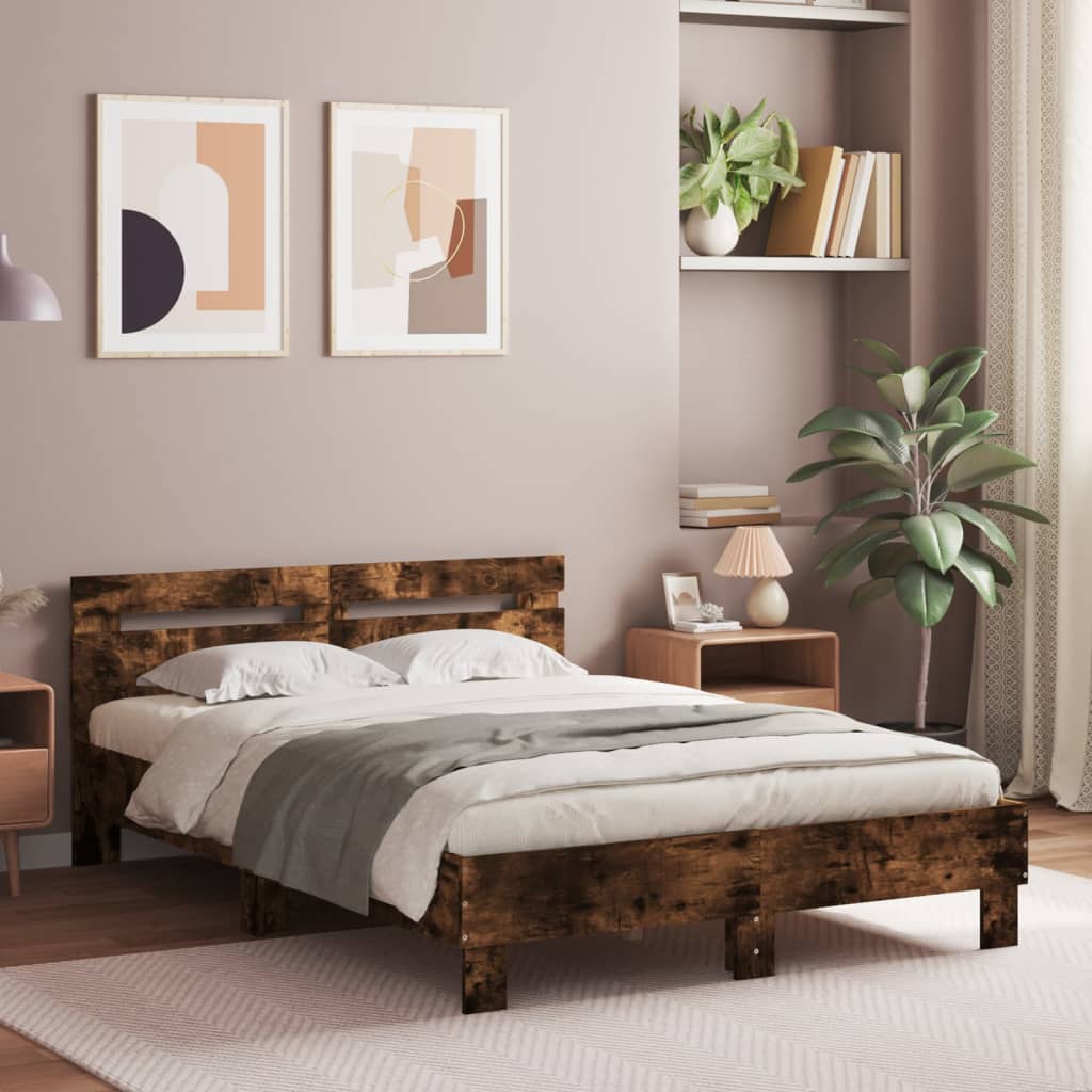 Bed Frame without Mattress Smoked Oak 120x200 cm