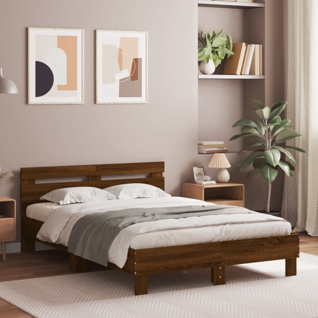 Bed Frame without Mattress Brown Oak 120x200 cm
