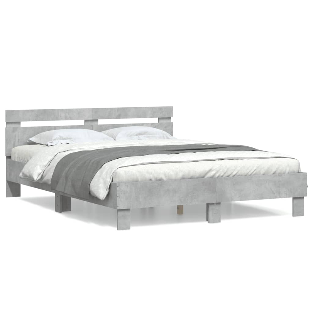 Bed Frame without Mattress Concrete Grey 140x190 cm