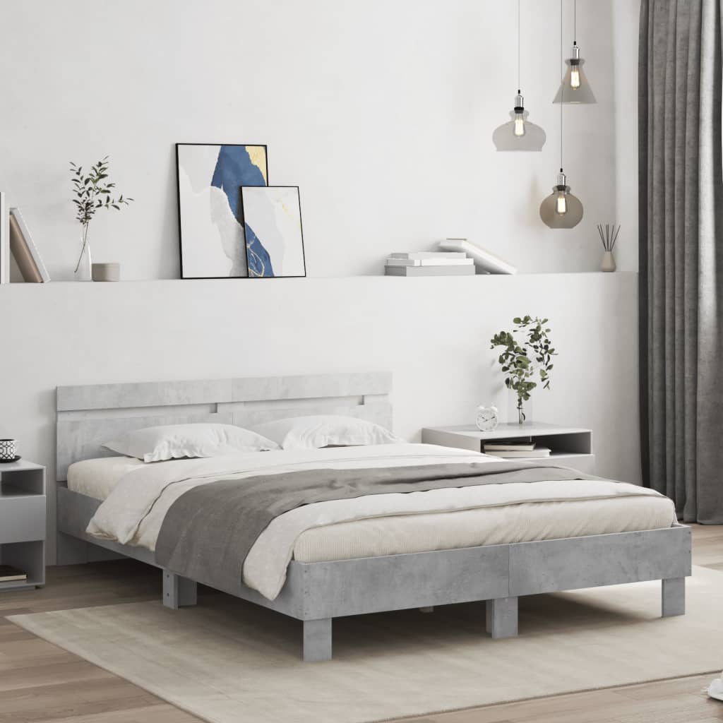 Bed Frame without Mattress Concrete Grey 140x190 cm