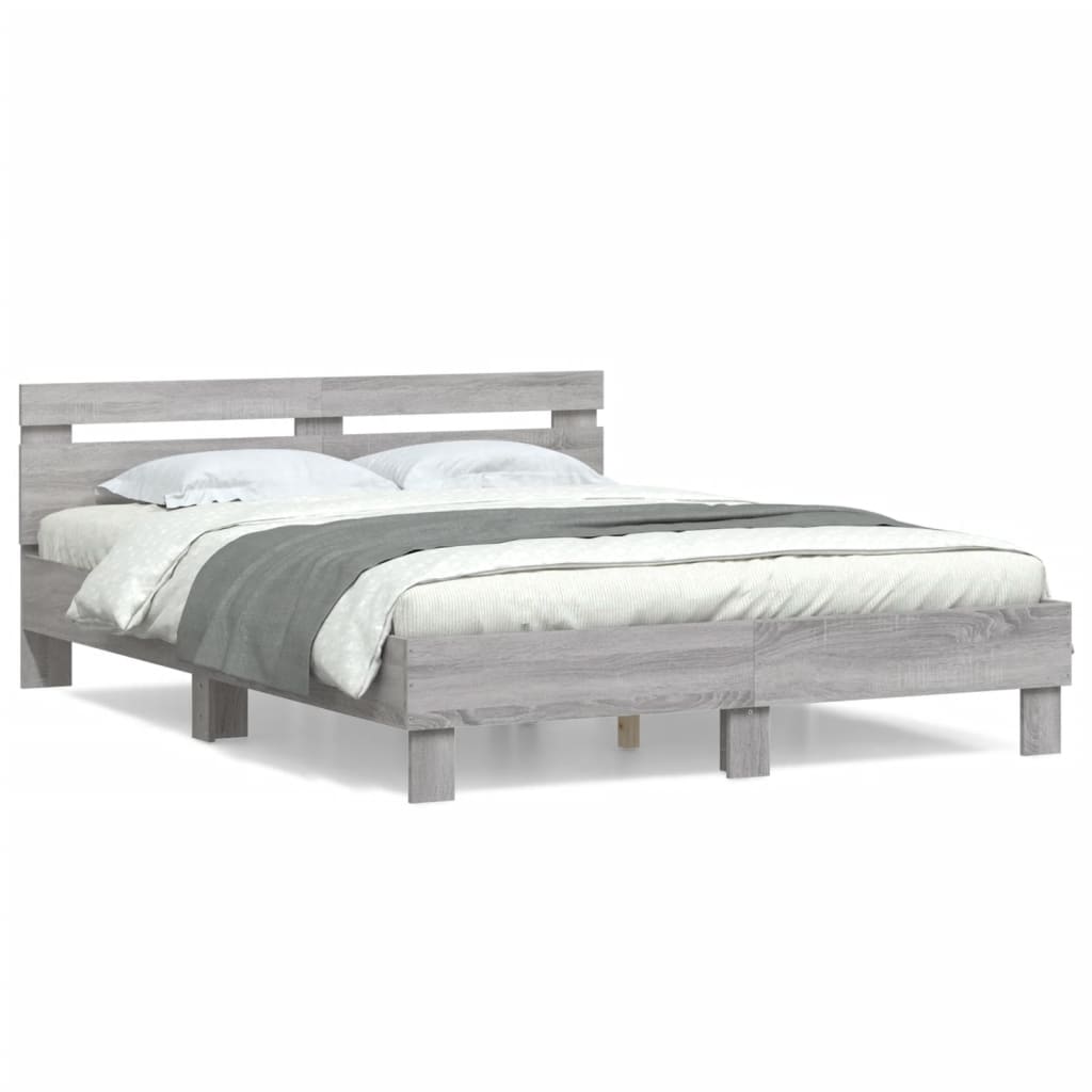 Bed Frame without Mattress Grey Sonoma 140x190 cm