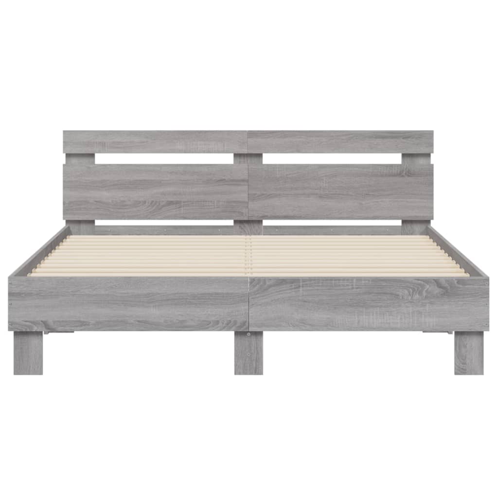 Bed Frame without Mattress Grey Sonoma 140x190 cm