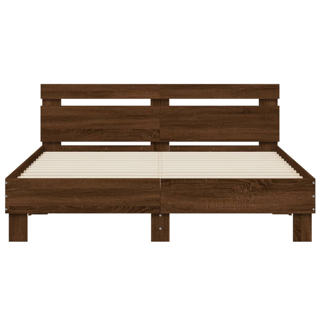 Bed Frame without Mattress Brown Oak 140x190 cm