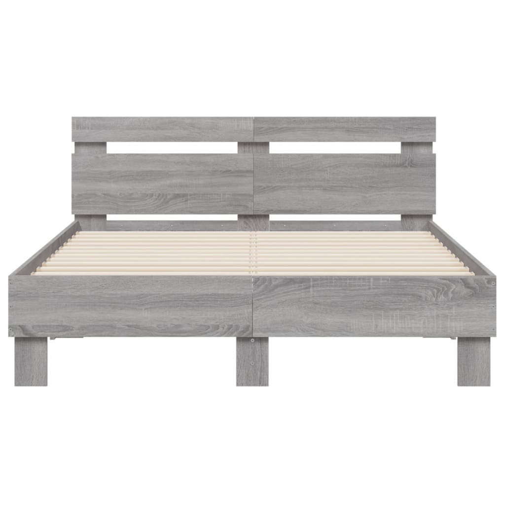 Bed Frame without Mattress Grey Sonoma 135x190 cm Double