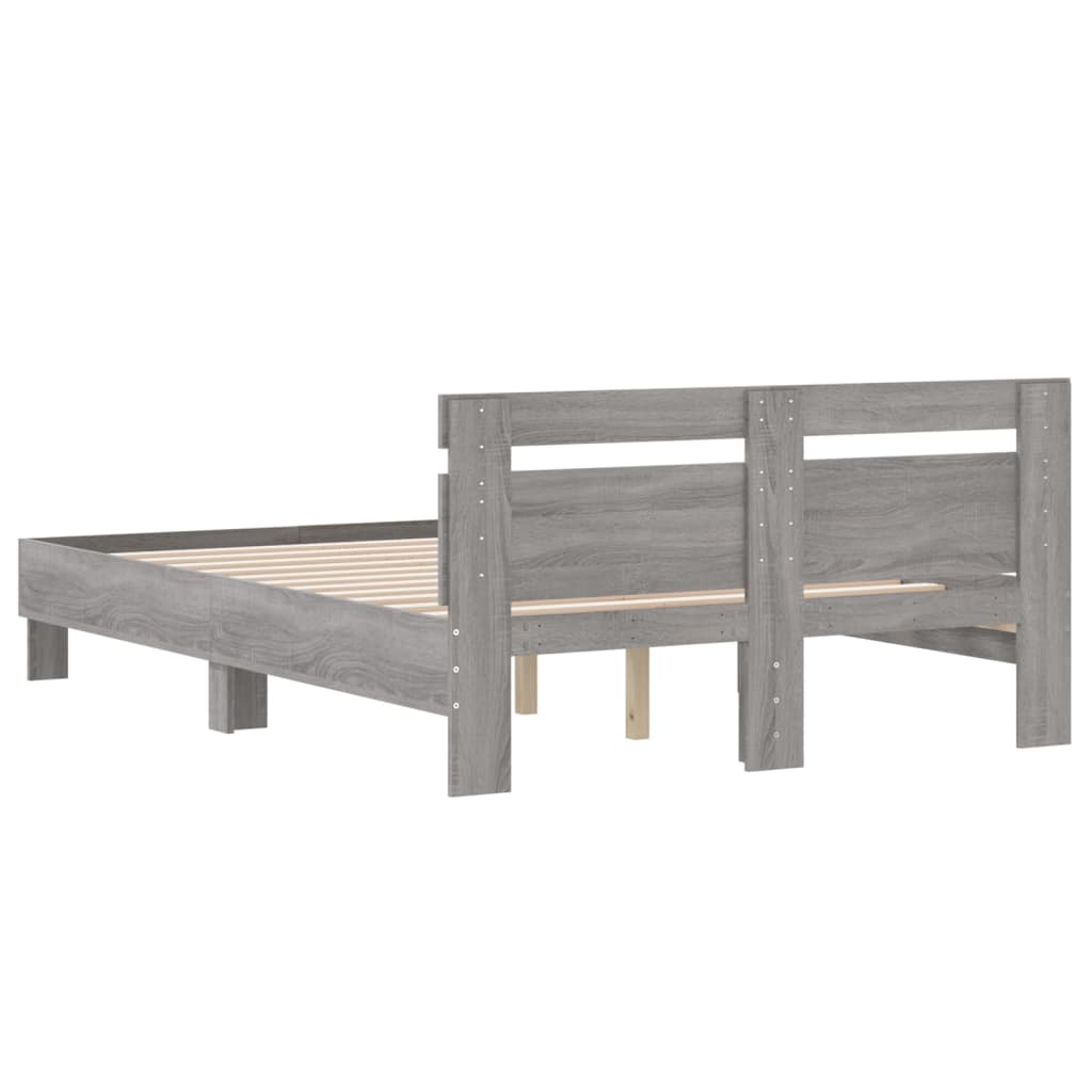Bed Frame without Mattress Grey Sonoma 135x190 cm Double