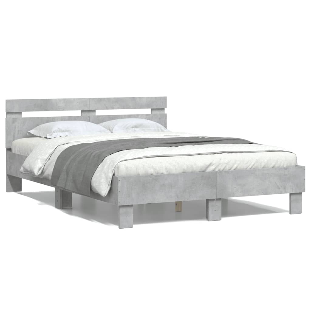 Bed Frame without Mattress Concrete Grey 120x190 cm Small Double
