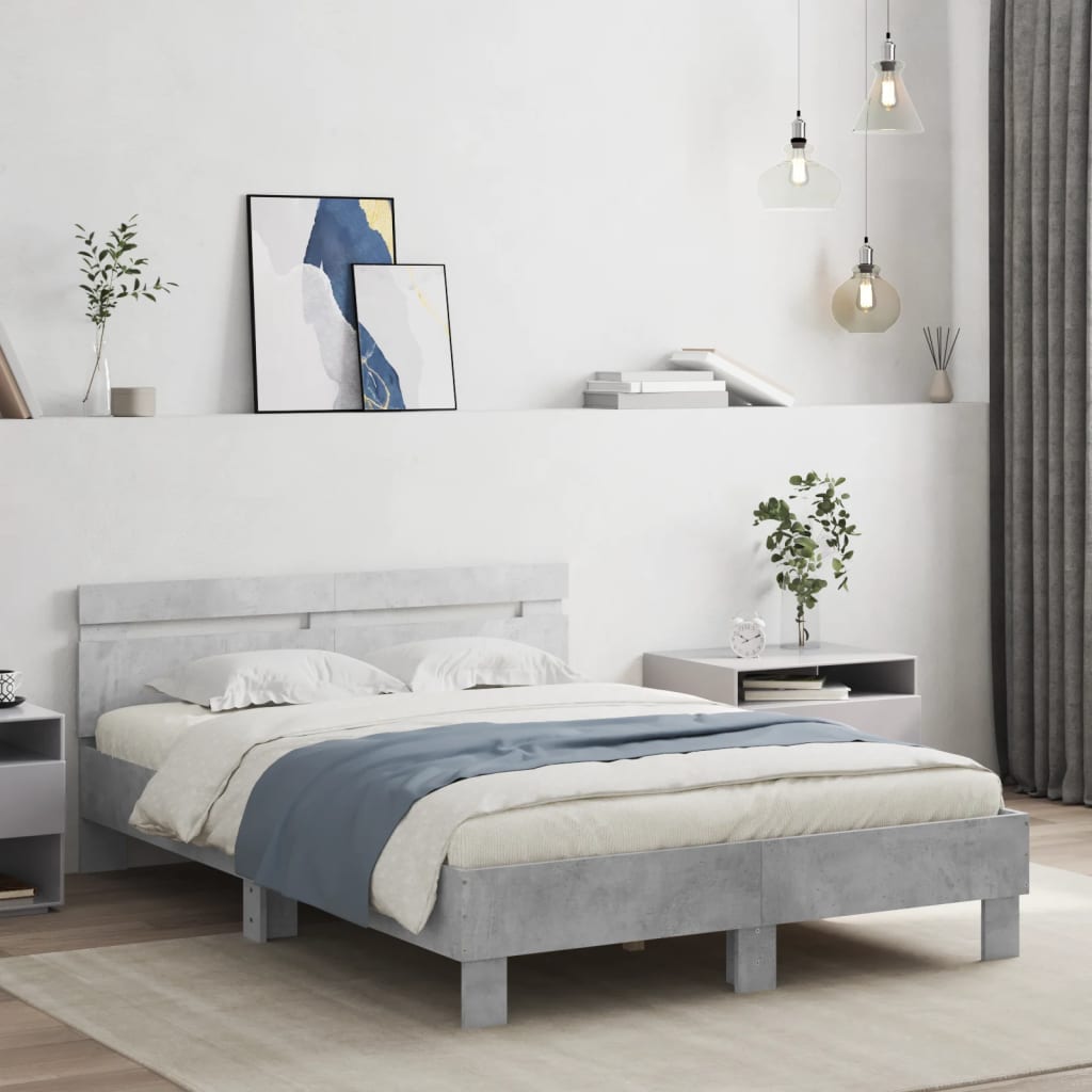 Bed Frame without Mattress Concrete Grey 120x190 cm Small Double