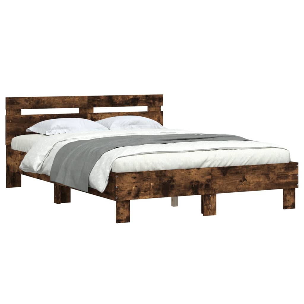 Bed Frame without Mattress Smoked Oak 120x190 cm Small Double
