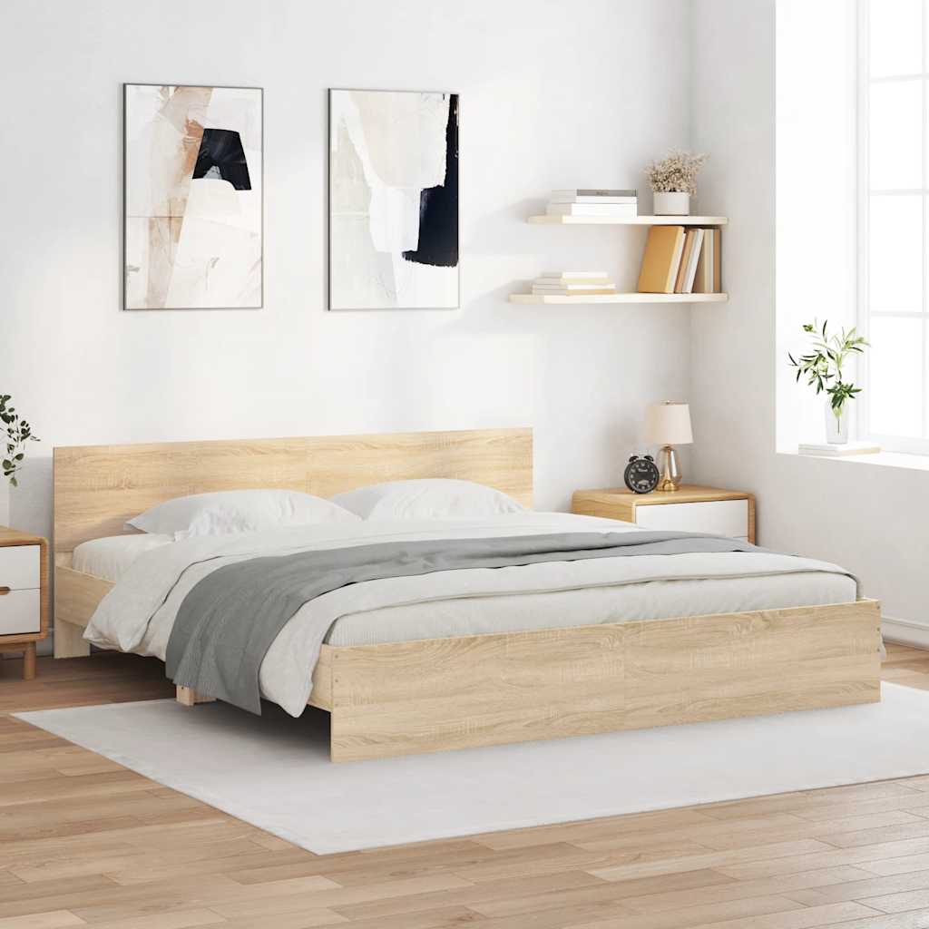 Bed Frame without Mattress Sonoma Oak 200x200 cm