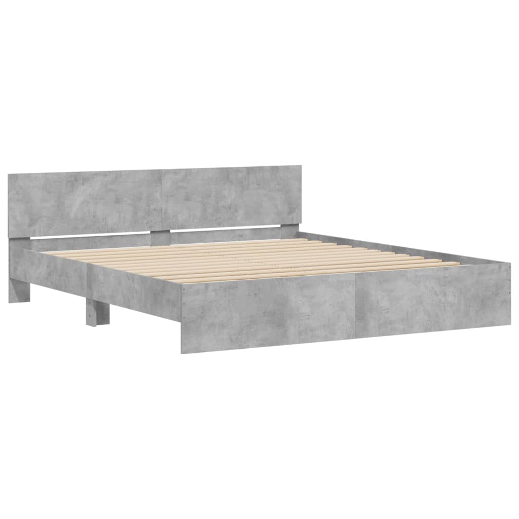 Bed Frame without Mattress Concrete Grey 200x200 cm