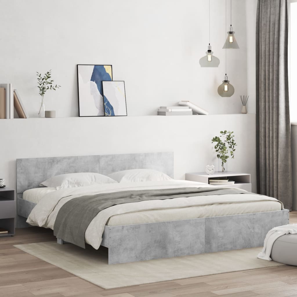 Bed Frame without Mattress Concrete Grey 200x200 cm