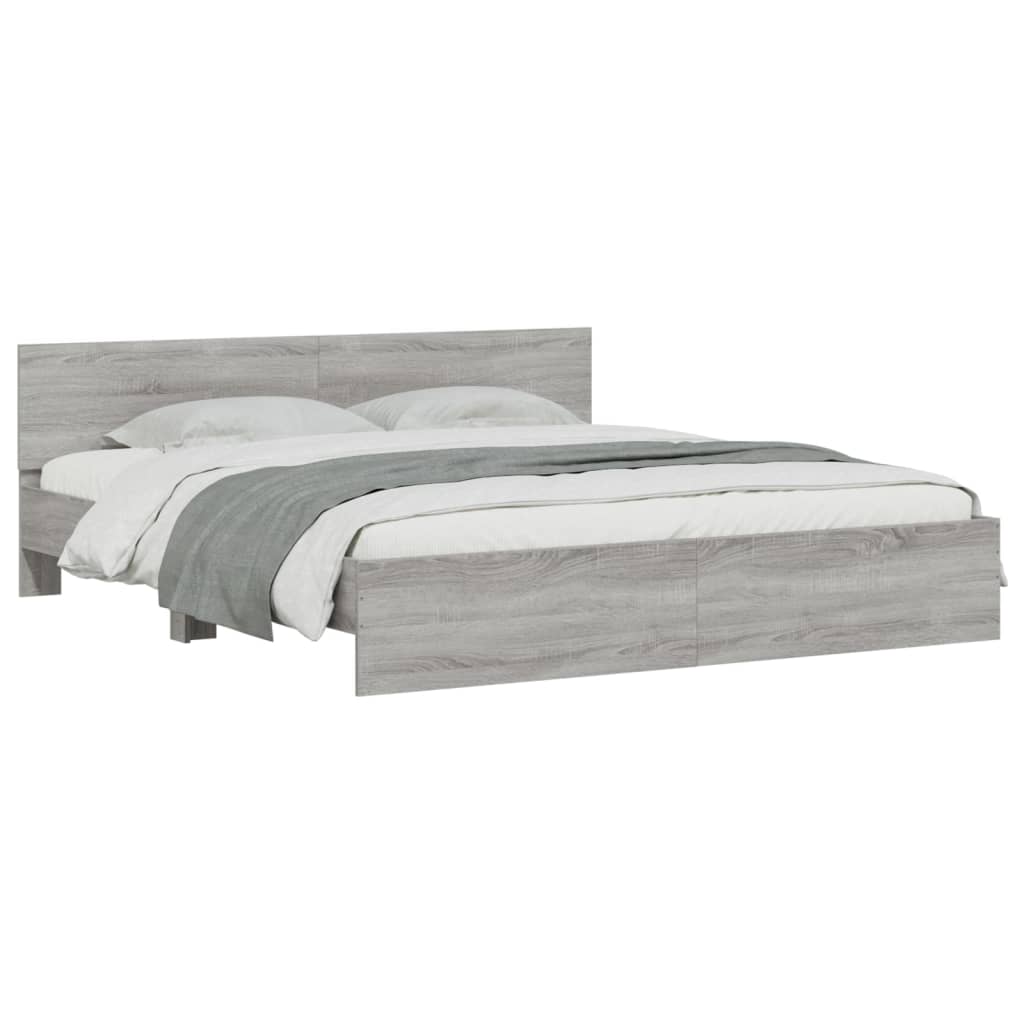 Bed Frame without Mattress Grey Sonoma 200x200 cm
