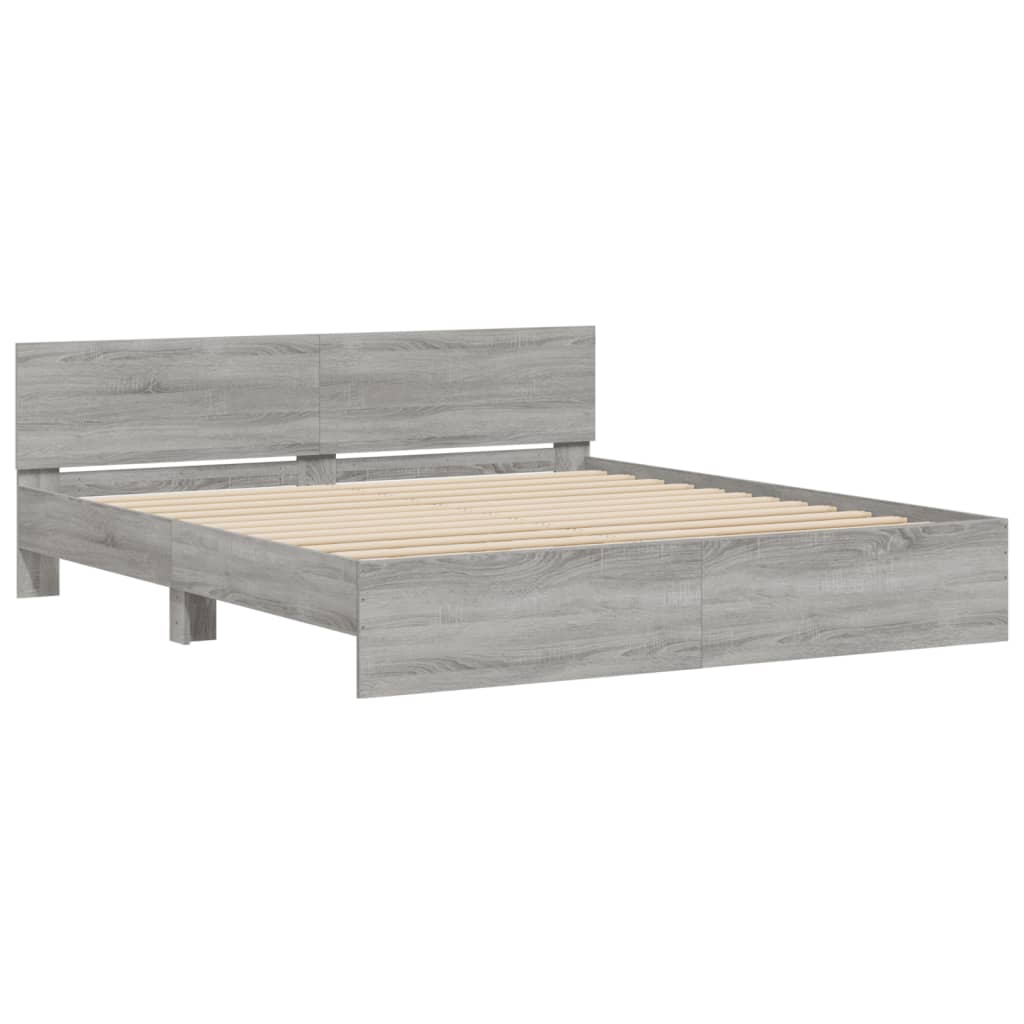 Bed Frame without Mattress Grey Sonoma 200x200 cm