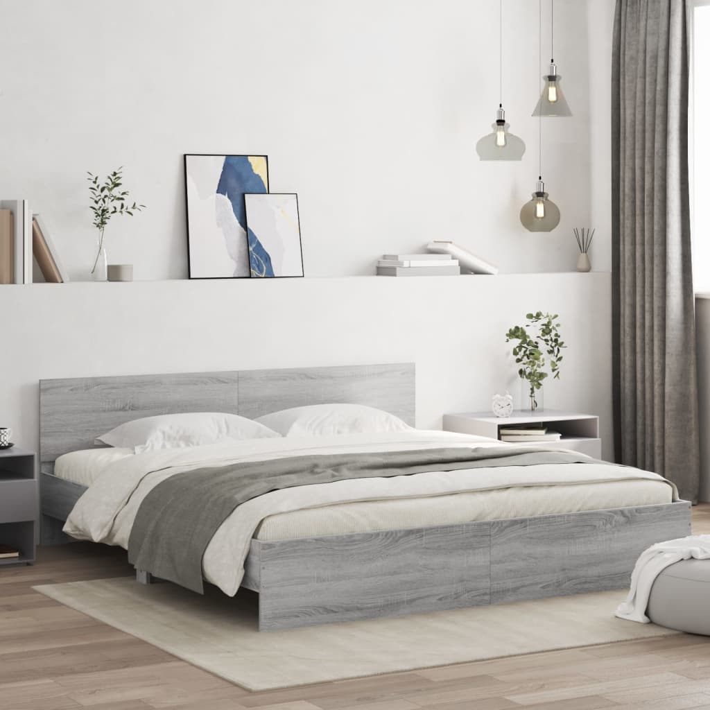 Bed Frame without Mattress Grey Sonoma 200x200 cm