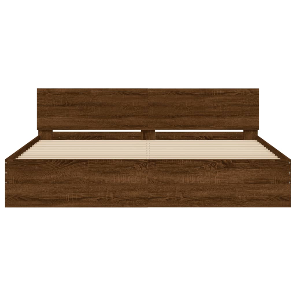 Bed Frame without Mattress Brown Oak 200x200 cm