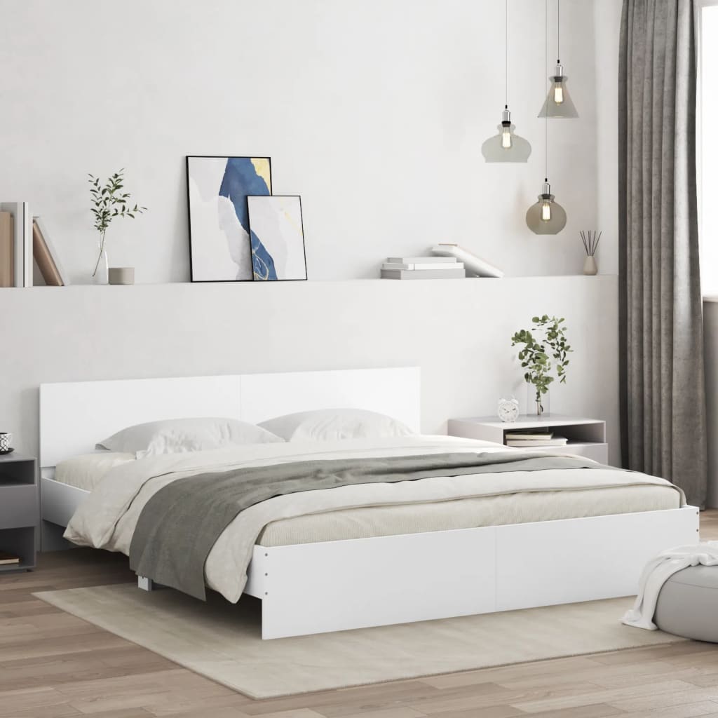 Bed Frame without Mattress White 180x200 cm Super King