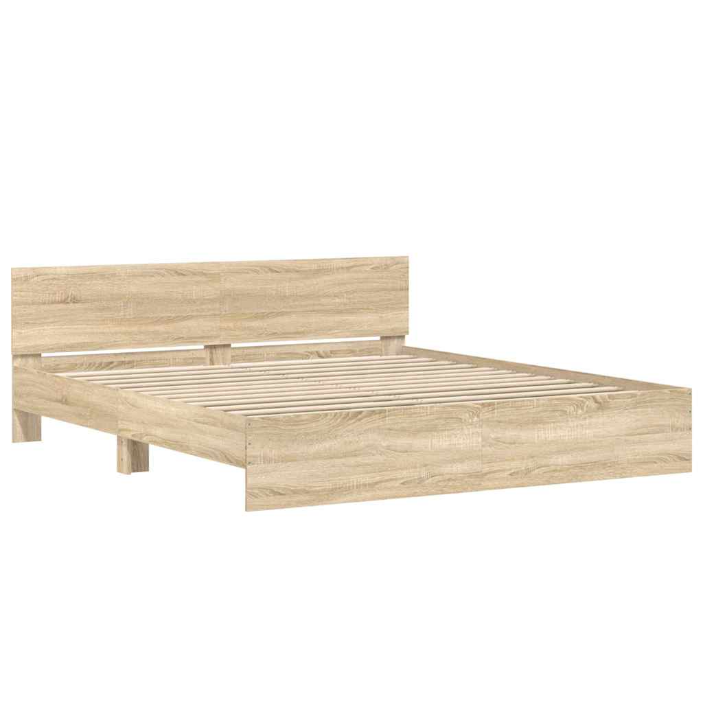 Bed Frame without Mattress Sonoma Oak 180x200 cm Super King