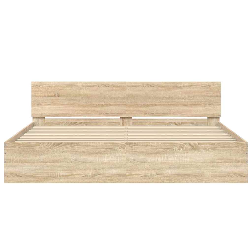 Bed Frame without Mattress Sonoma Oak 180x200 cm Super King
