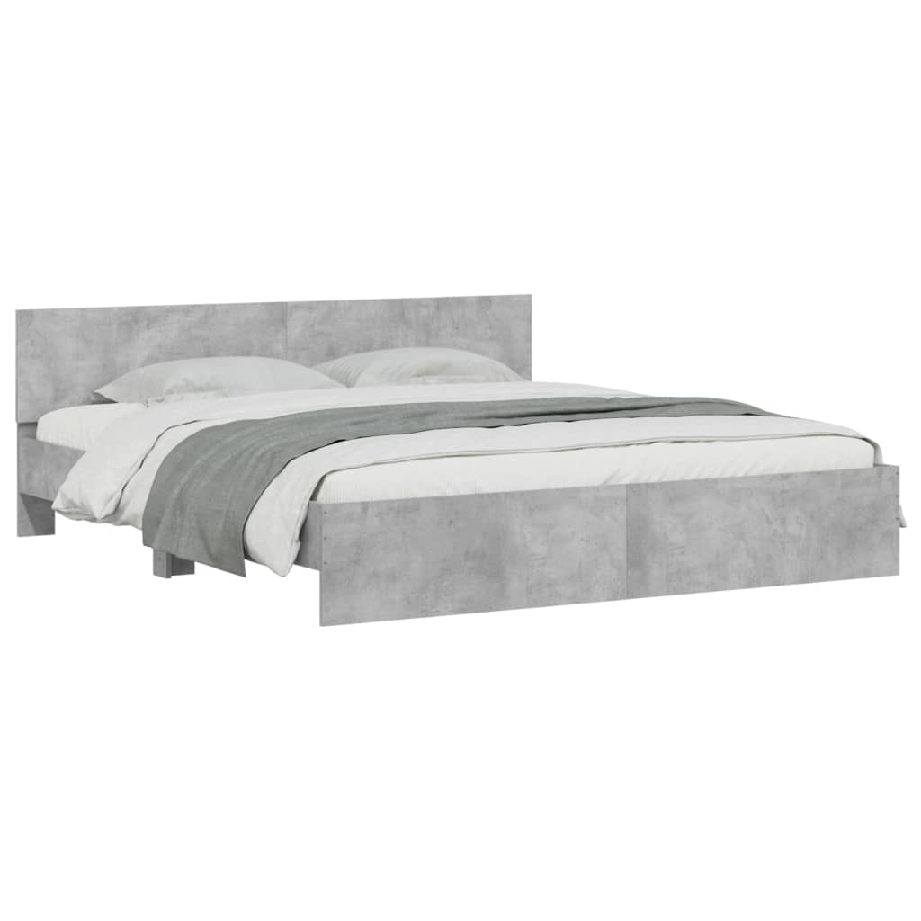 Bed Frame without Mattress Concrete Grey 180x200 cm Super King
