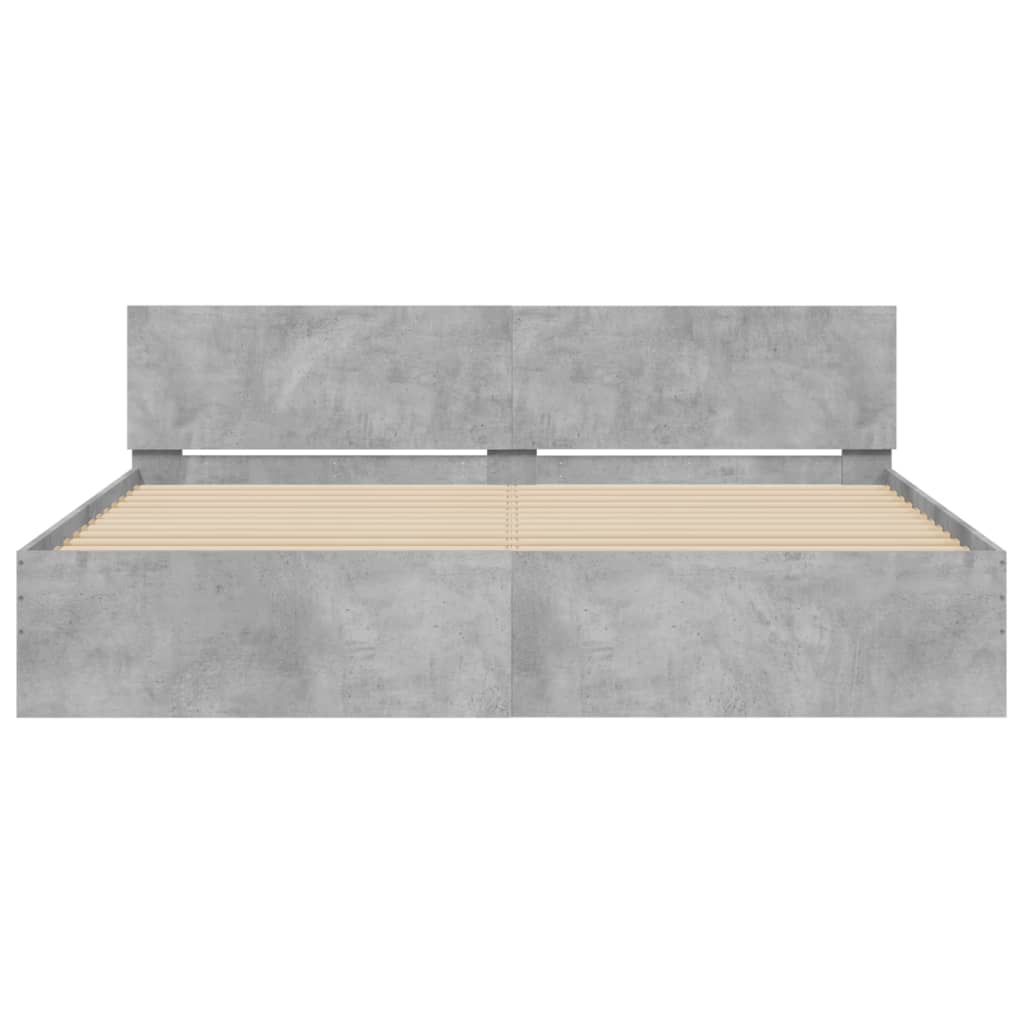 Bed Frame without Mattress Concrete Grey 180x200 cm Super King