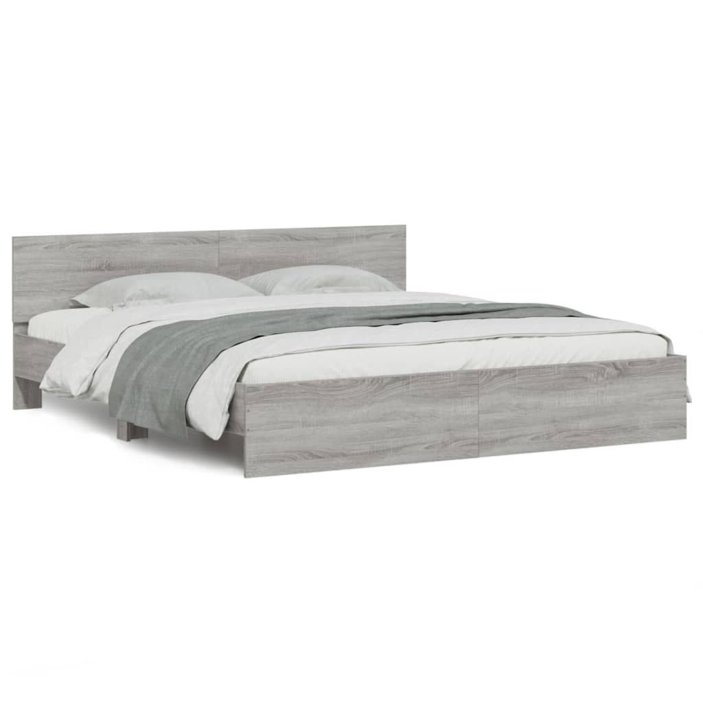 Bed Frame without Mattress Grey Sonoma 180x200 cm Super King