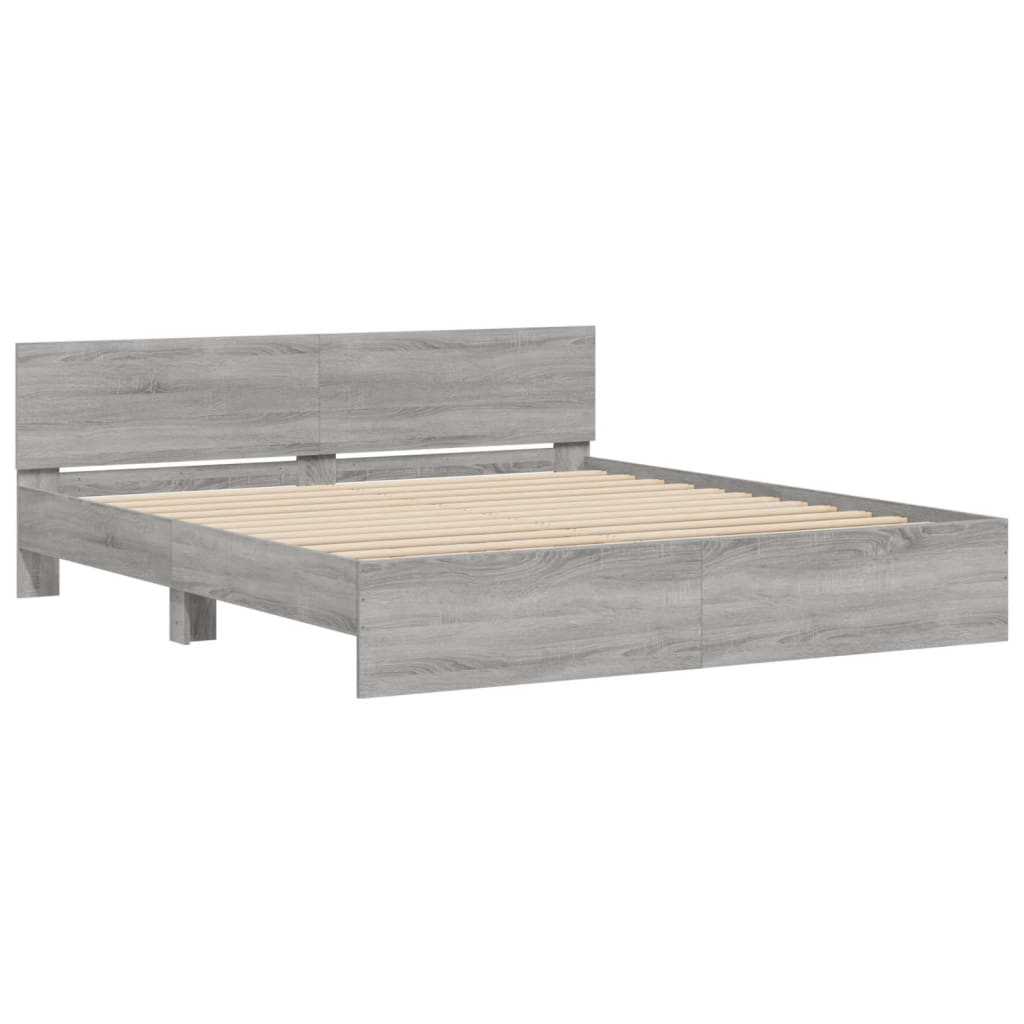 Bed Frame without Mattress Grey Sonoma 180x200 cm Super King