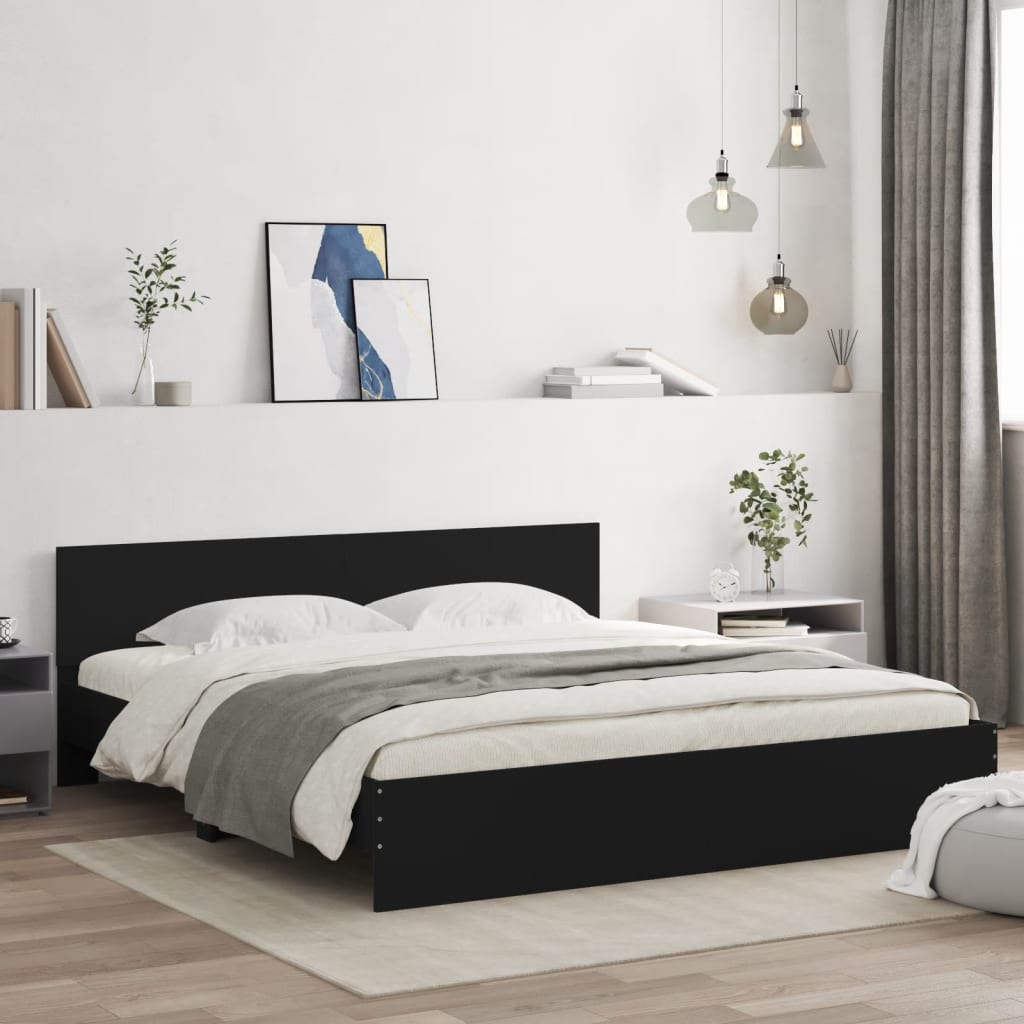 Bed Frame without Mattress Black 160x200 cm