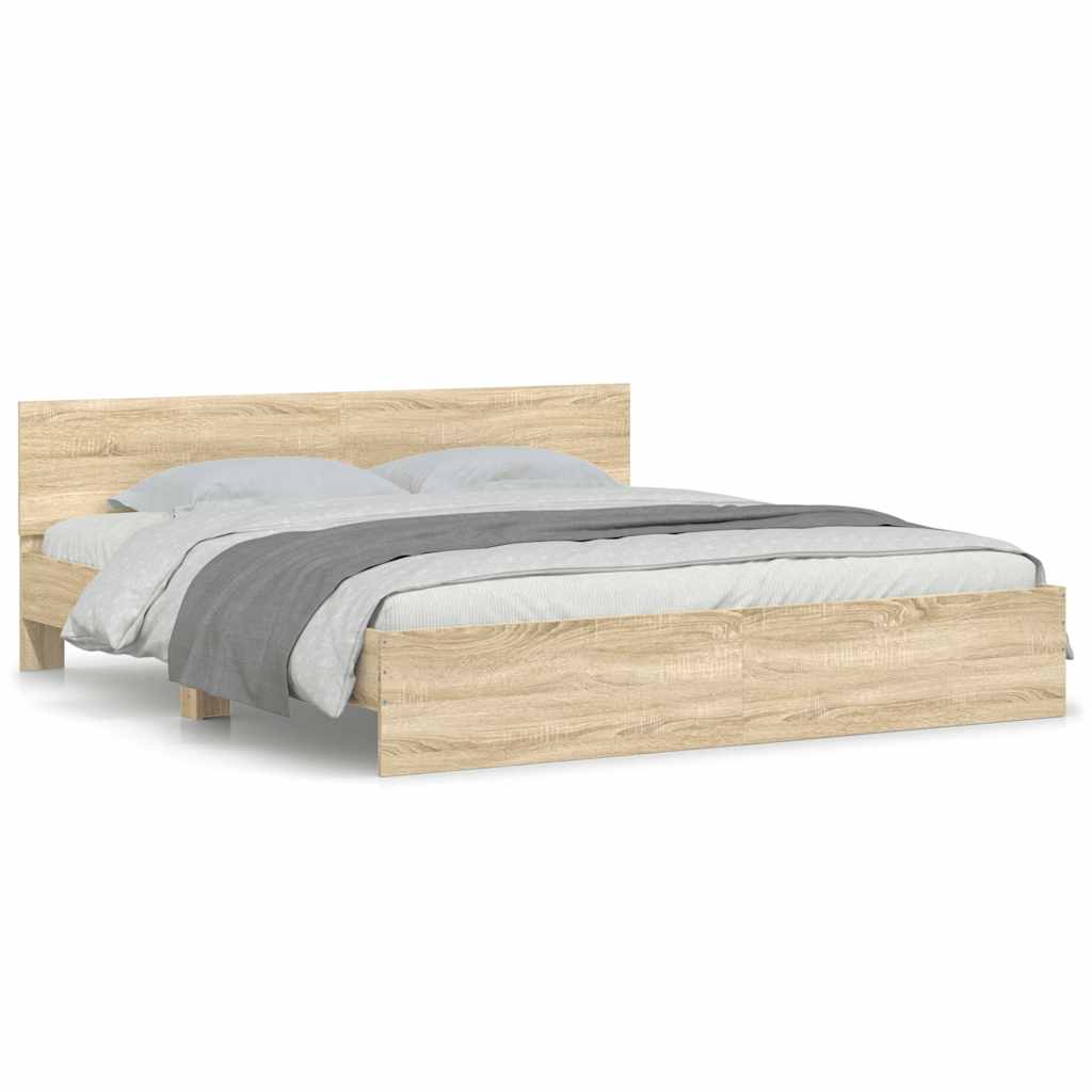 Bed Frame without Mattress Sonoma Oak 160x200 cm