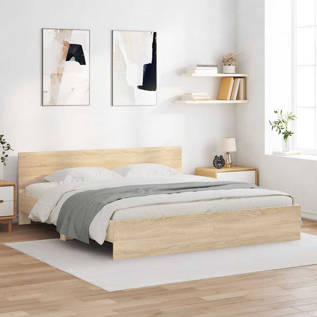 Bed Frame without Mattress Sonoma Oak 160x200 cm