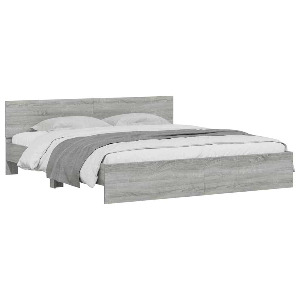 Bed Frame without Mattress Grey Sonoma 160x200 cm