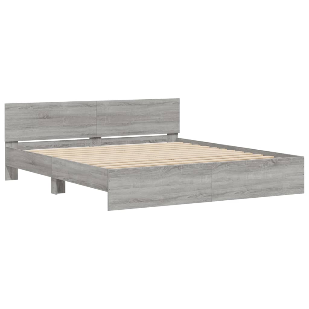 Bed Frame without Mattress Grey Sonoma 160x200 cm