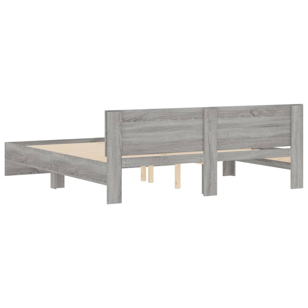 Bed Frame without Mattress Grey Sonoma 160x200 cm
