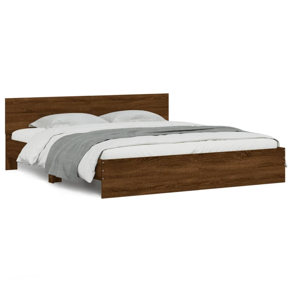 Bed Frame without Mattress Brown Oak 160x200 cm