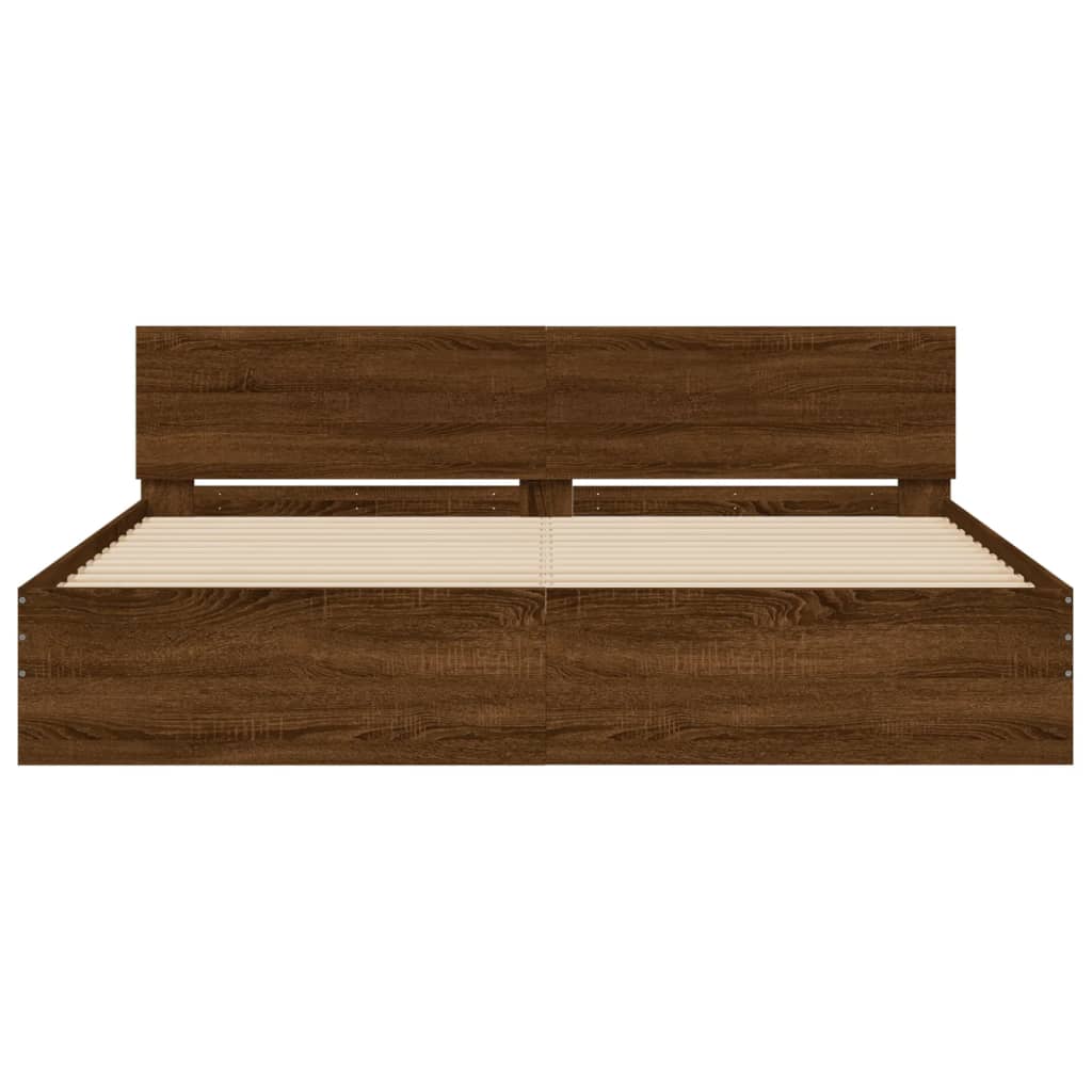 Bed Frame without Mattress Brown Oak 160x200 cm