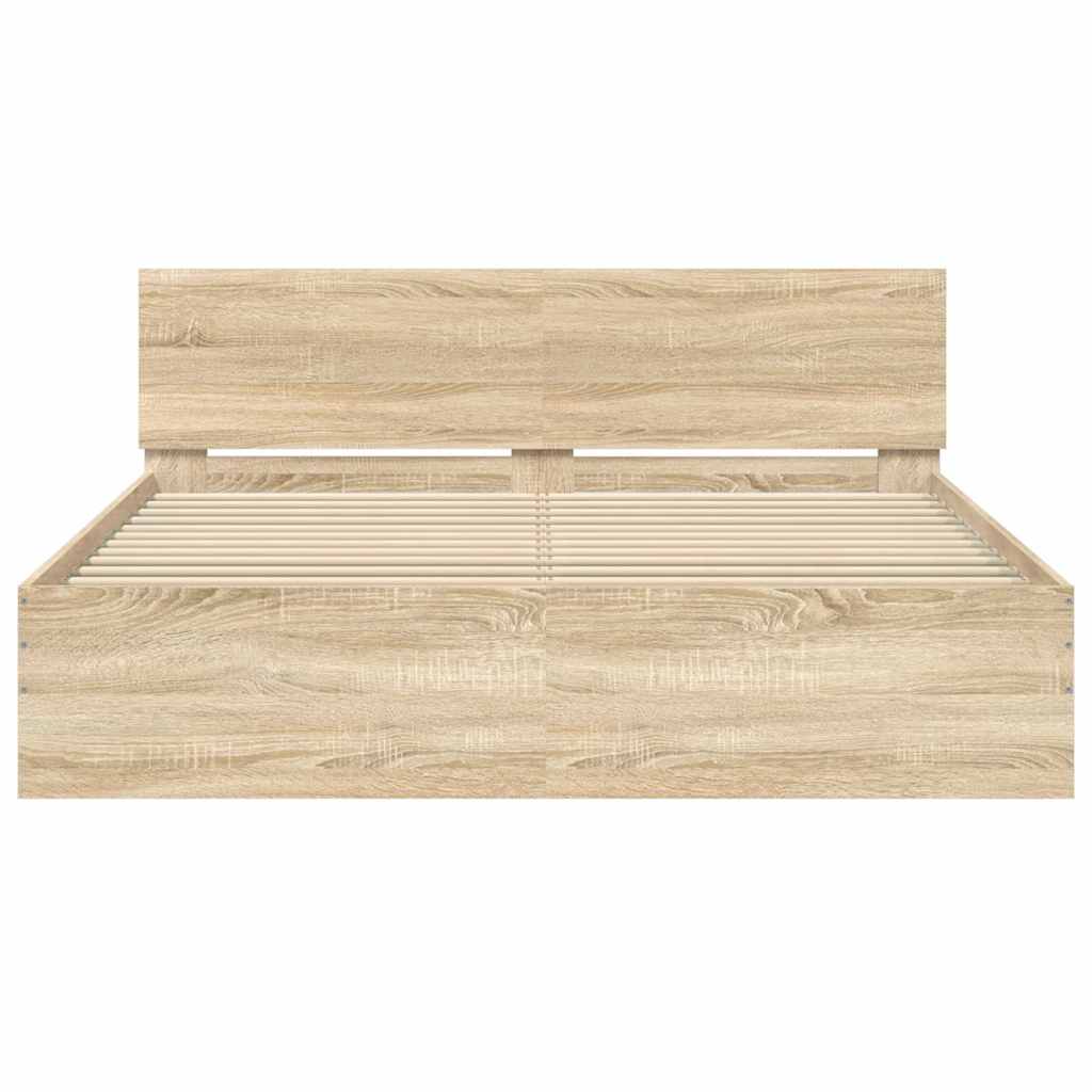 Bed Frame without Mattress Sonoma Oak 150x200 cm King Size