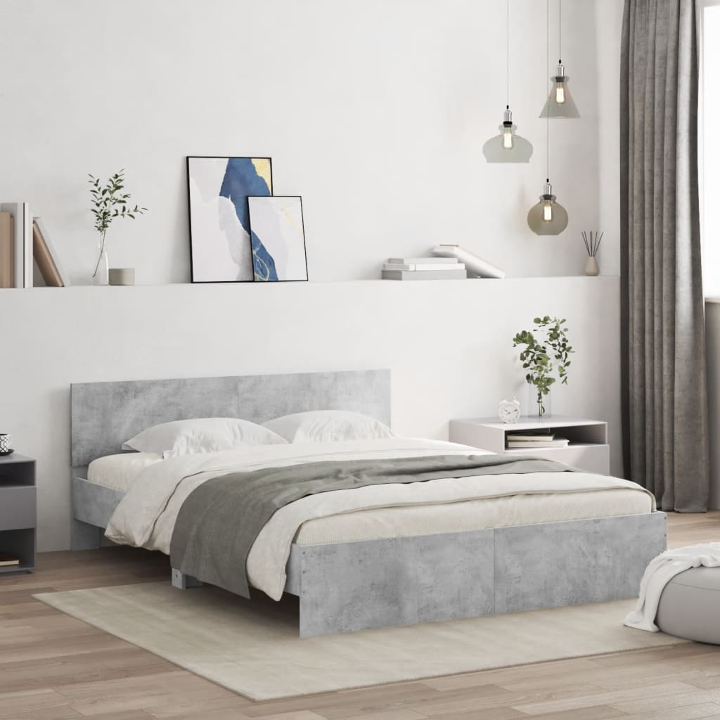 Bed Frame without Mattress Concrete Grey 150x200 cm King Size