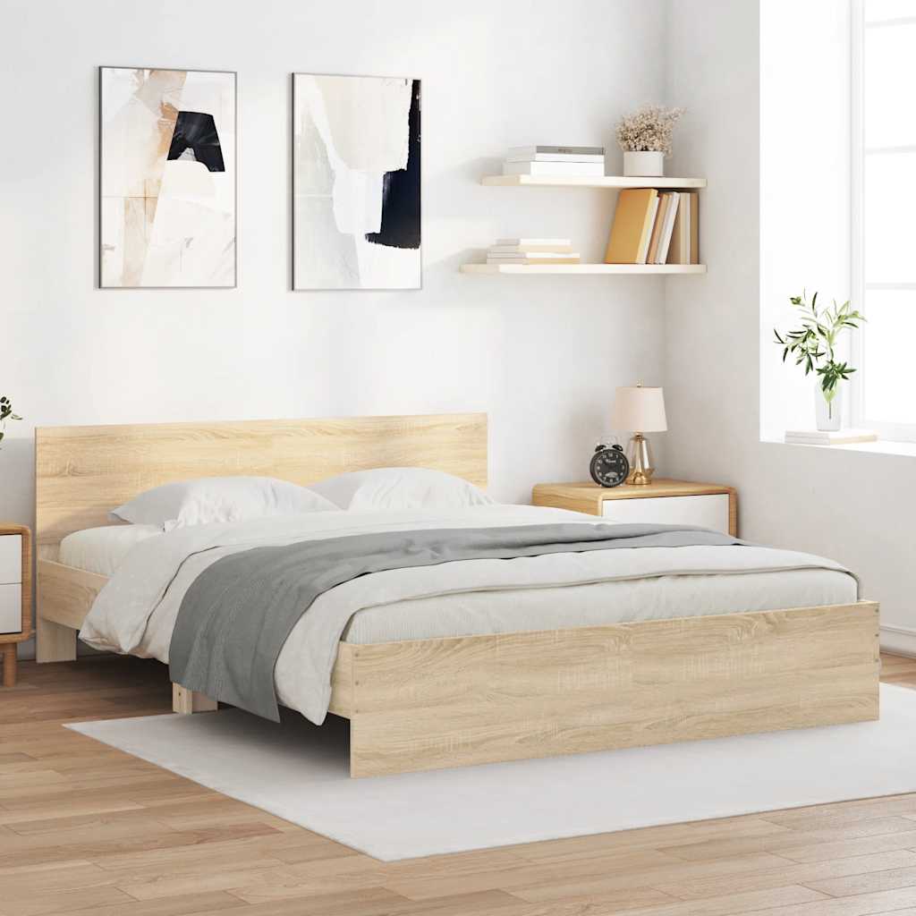 Bed Frame without Mattress Sonoma Oak 140x200 cm