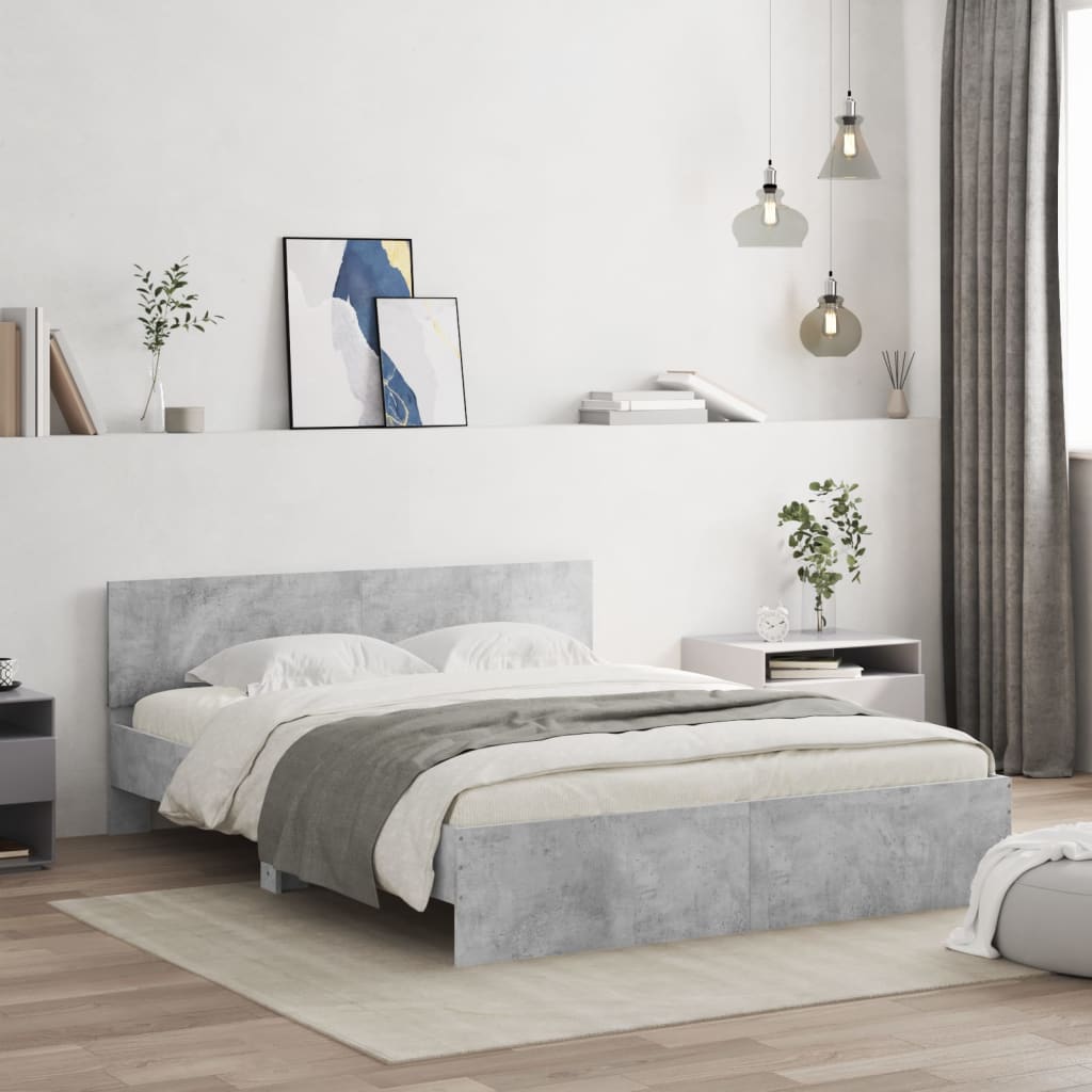 Bed Frame without Mattress Concrete Grey 140x200 cm