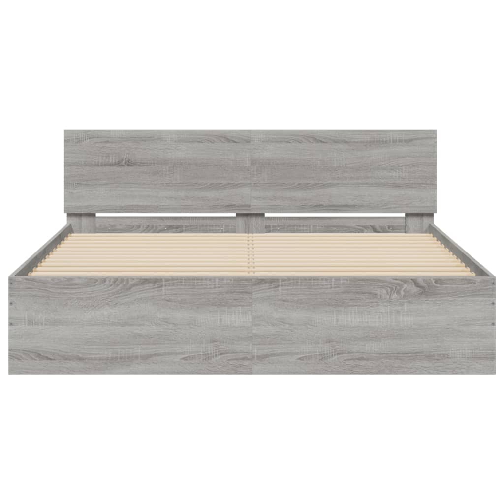 Bed Frame without Mattress Grey Sonoma 140x200 cm