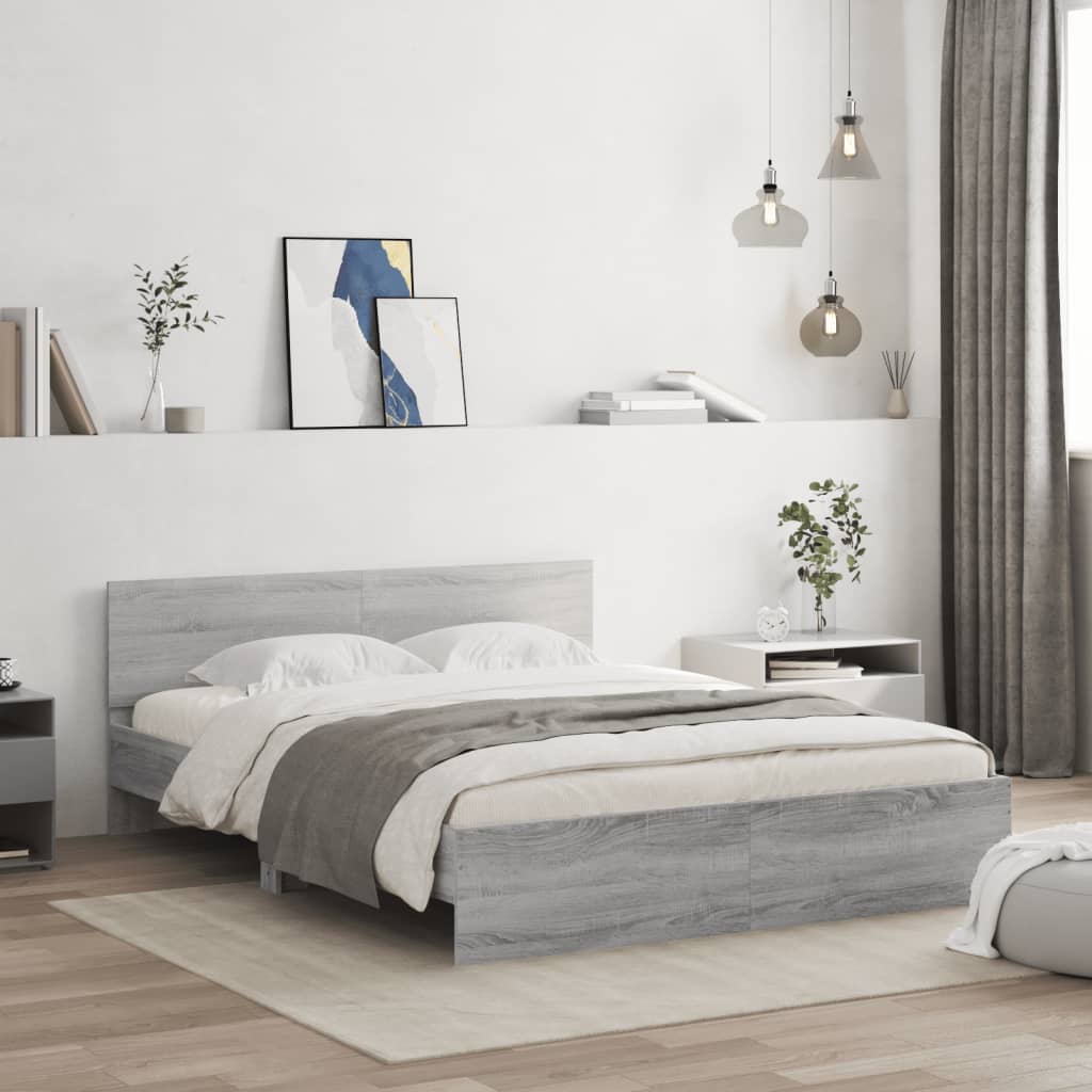 Bed Frame without Mattress Grey Sonoma 140x200 cm