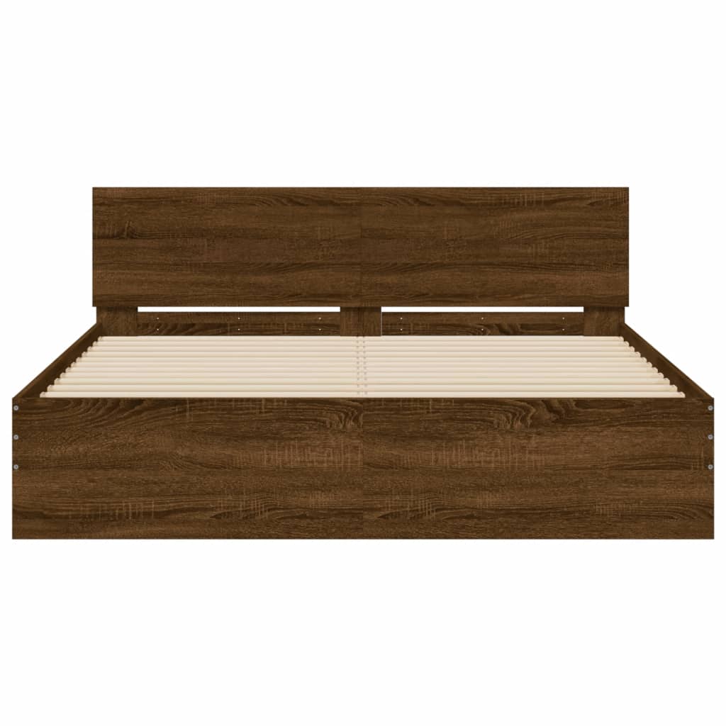 Bed Frame without Mattress Brown Oak 140x200 cm